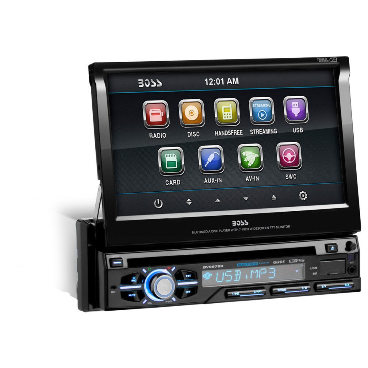 BOSS BV9979B 7" Motorized Touchscreen Monitor InDash Receiver